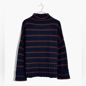 Madewell Striped Glenmoor Mockneck Sweater in Cotton-Merino Yarn